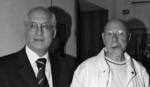 L’artista con il critico Floriano De Santi, curatore del catalogoe della mostra “Gaetano Carboni - Epifanie Cosmiche”